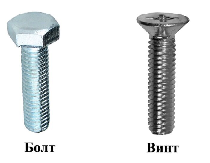 Чем отличается болт от винта